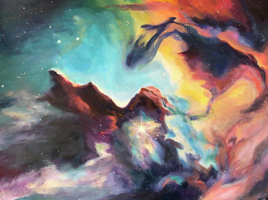 Lagoon Nebula  Painting by Gretchen Ten Eyck Hunt