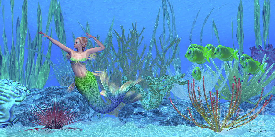Lagoona Mermaid Underwater Digital Art by Corey Ford