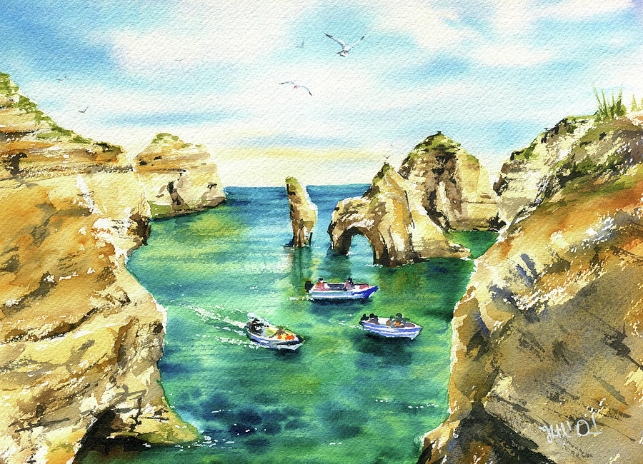 Lagos Algarve Ponta Da Piedade Painting by Dora Hathazi Mendes