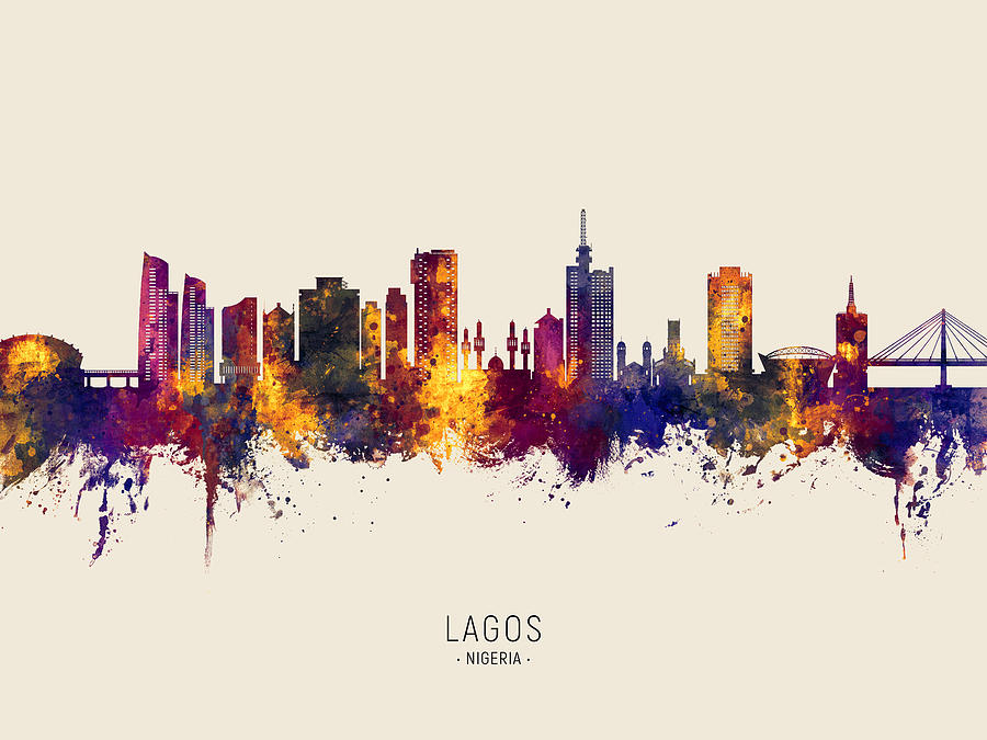 Lagos Nigeria Skyline #25 Digital Art by Michael Tompsett