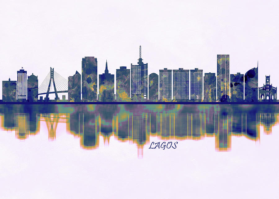 Lagos Skyline Painting by NextWay Art - Pixels