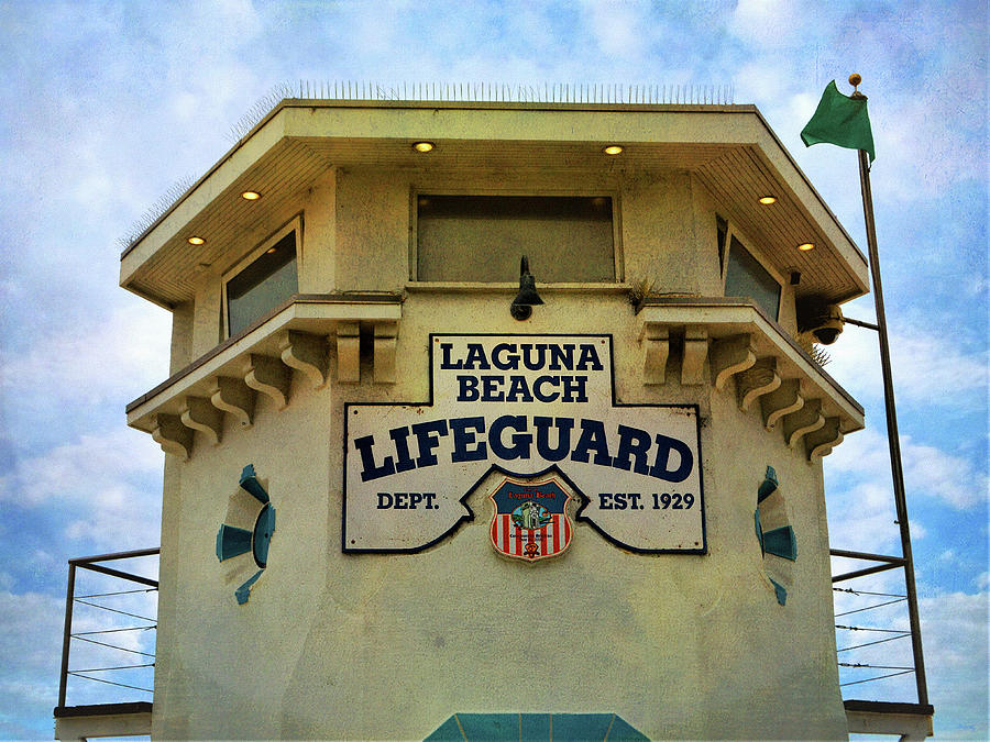 Sign Photograph - Laguna Beach Lifeguard Department Tower by Glenn McCarthy Art and Photography