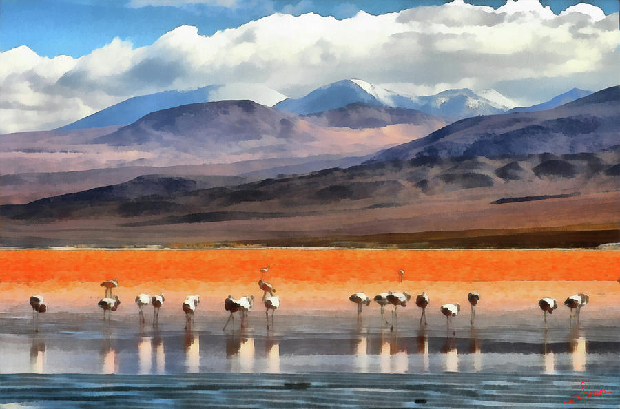 Red Lagoon Painting - Laguna Colorada 1 by George Rossidis Red Lagoon Painting - Laguna Colorada 1 by George Rossidis