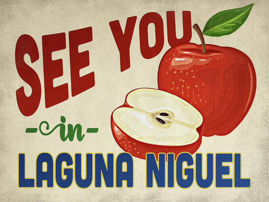 Laguna Niguel California Apple - Vintage Digital Art by Flo Karp