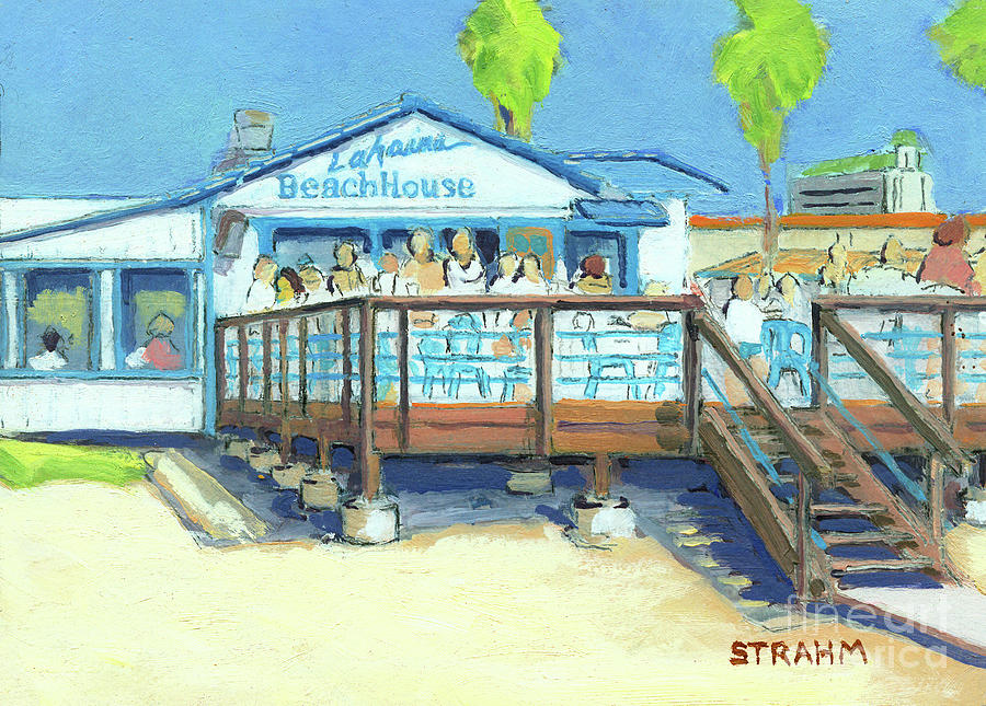 Lahaina Beach House Outdoor Bar - Pacific Beach, San Diego, California Painting by Paul Strahm