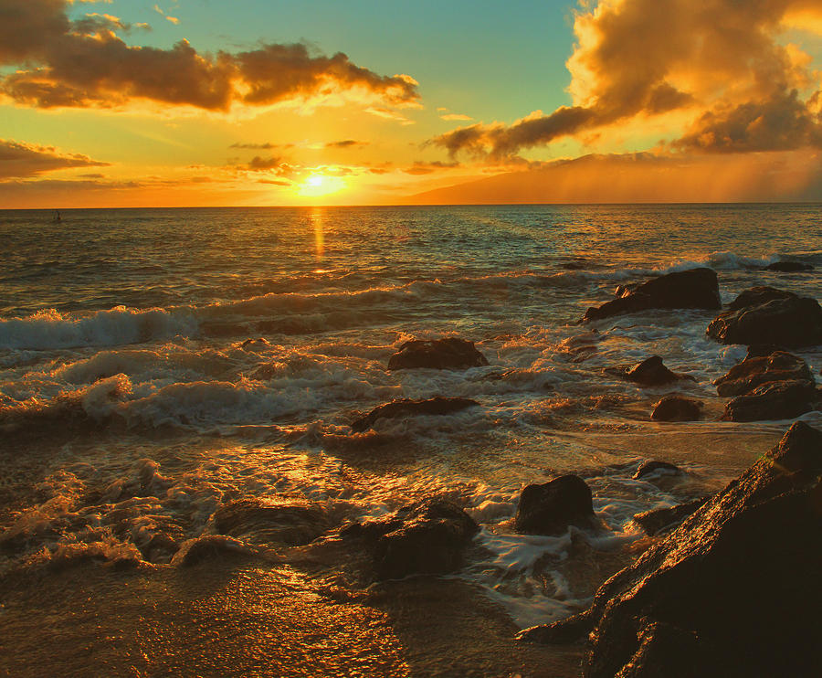 Lahaina Sunset Reflections Photograph by Stephen Vecchiotti