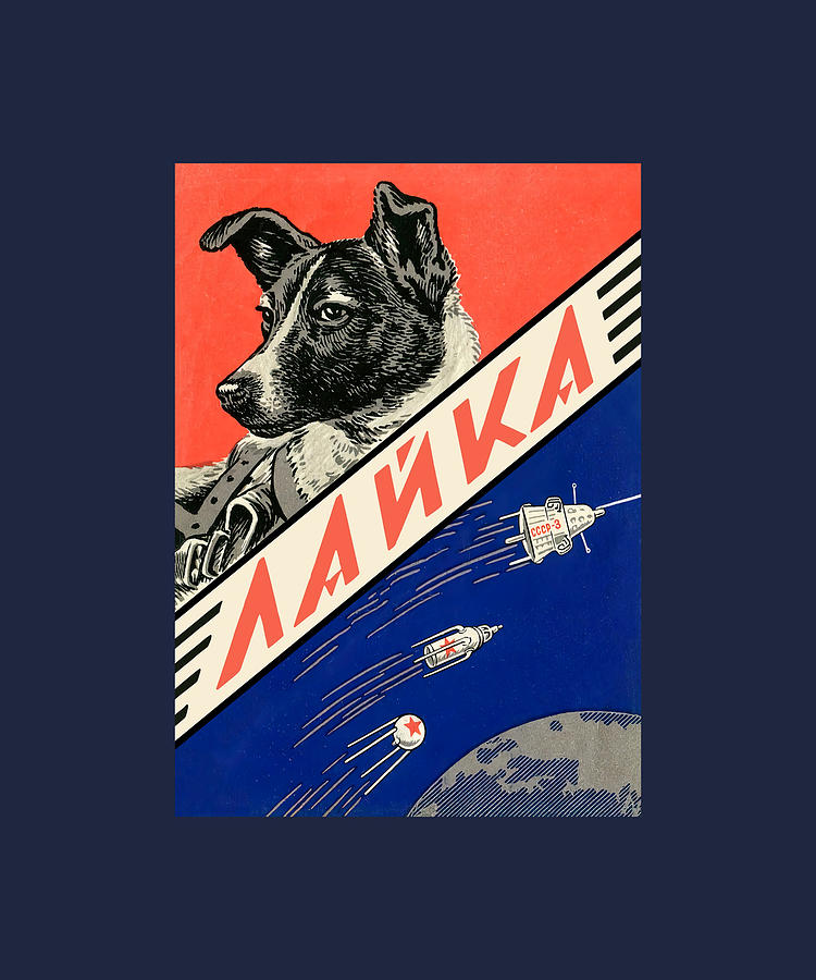 Laika first space dog Soviet vintage space Painting by Butler Morris ...