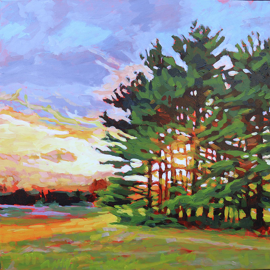Sunset Painting - Lailas Pines Redux by Carrie Hensel
