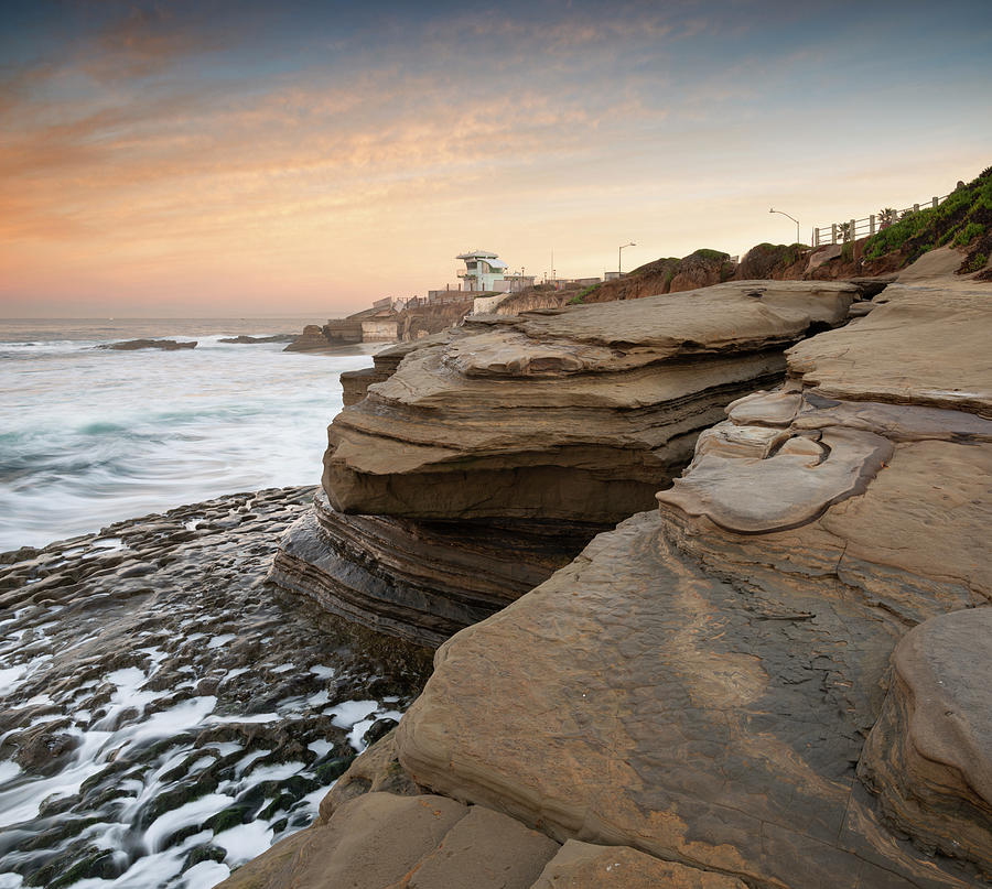 Lajolla Clouds and Cliffs at Dawn Photograph by William Dunigan