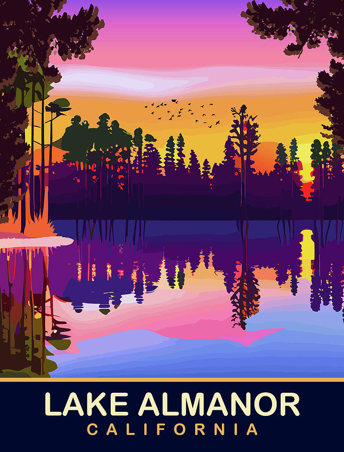 Sunset Digital Art - Lake Almanor, California by Long Shot