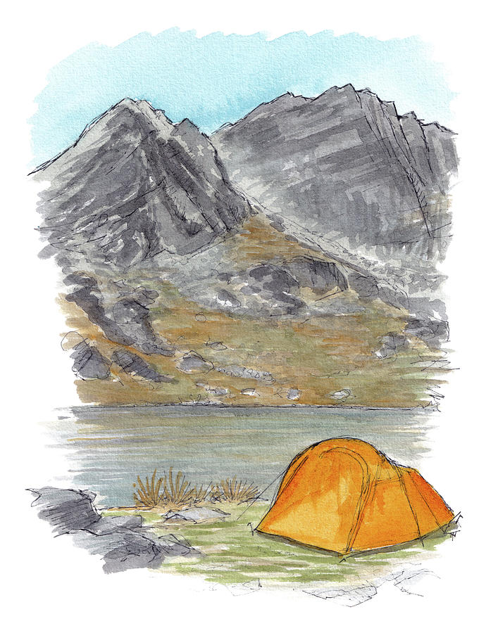 Lake Alta Camping Painting by Tom Napper