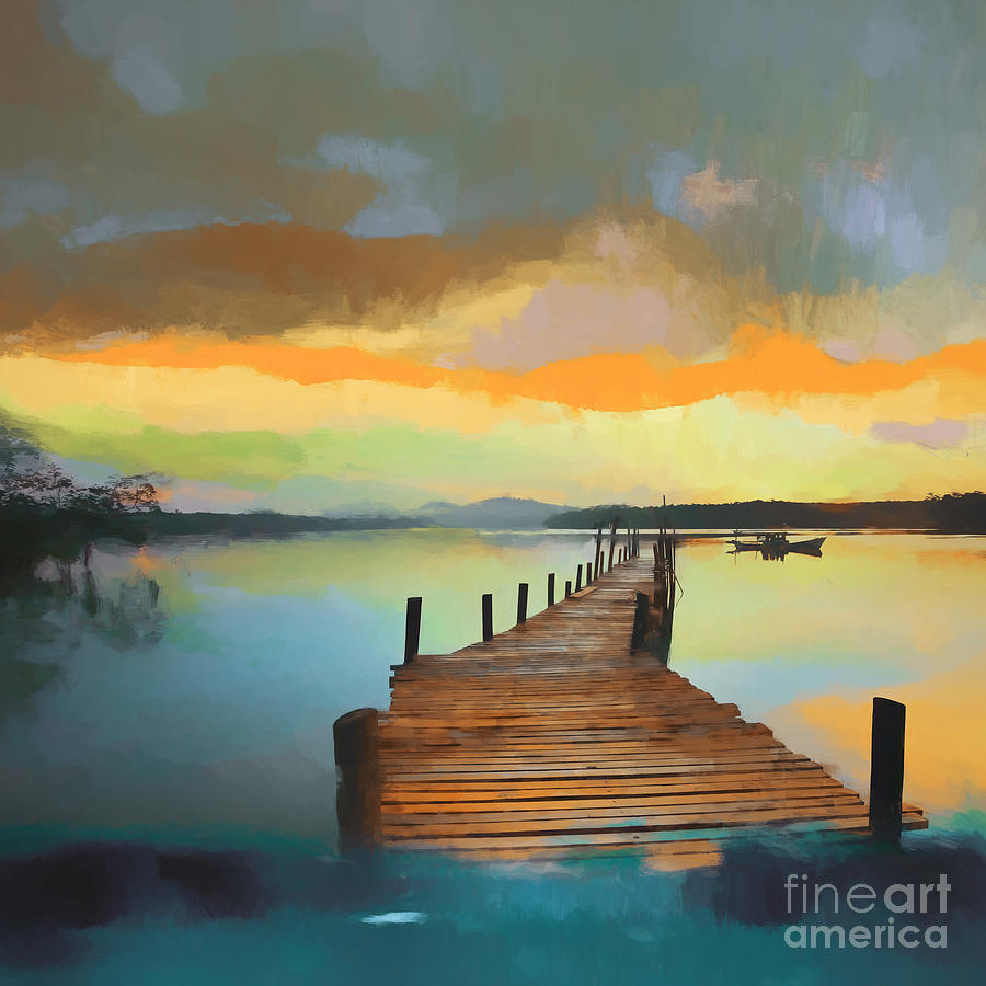 Lake And Abstract Clouds 1 Painting by Gull G