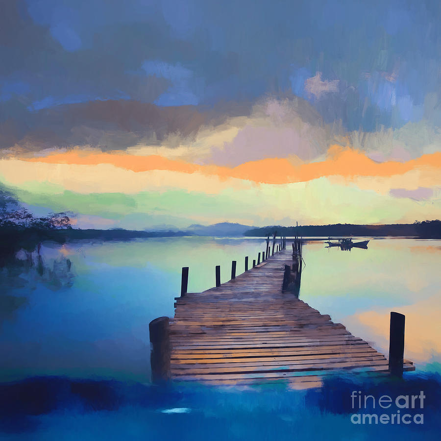 Lake and abstract clouds  Painting by Gull G