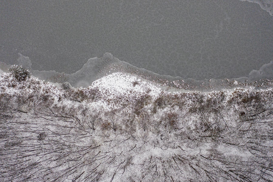 Lake and Woods From Above in Winter  Photograph by John McGraw