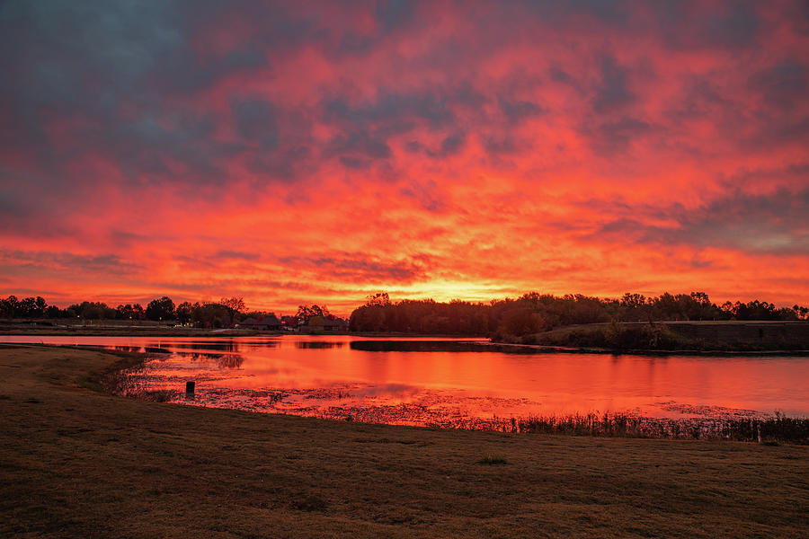 Lake Bentonville Burning Sunrise Photograph by Gregory Ballos Lake Bentonville Burning Sunrise Photograph by Gregory Ballos