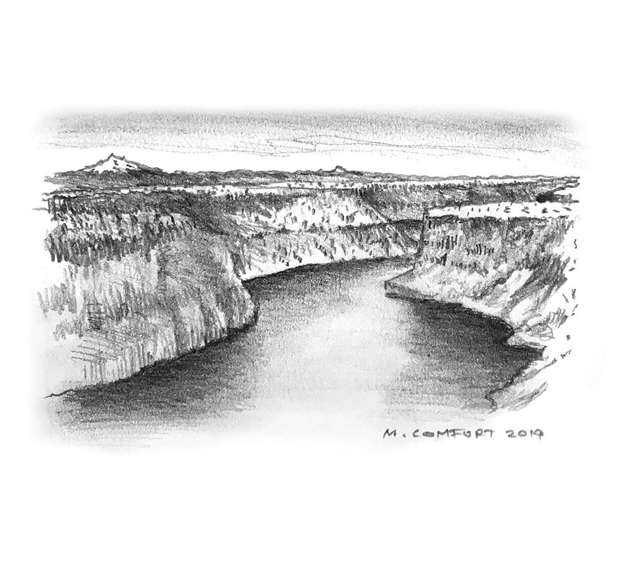 Central Oregon Drawing - Lake Billy Chinook by Michael Comfort