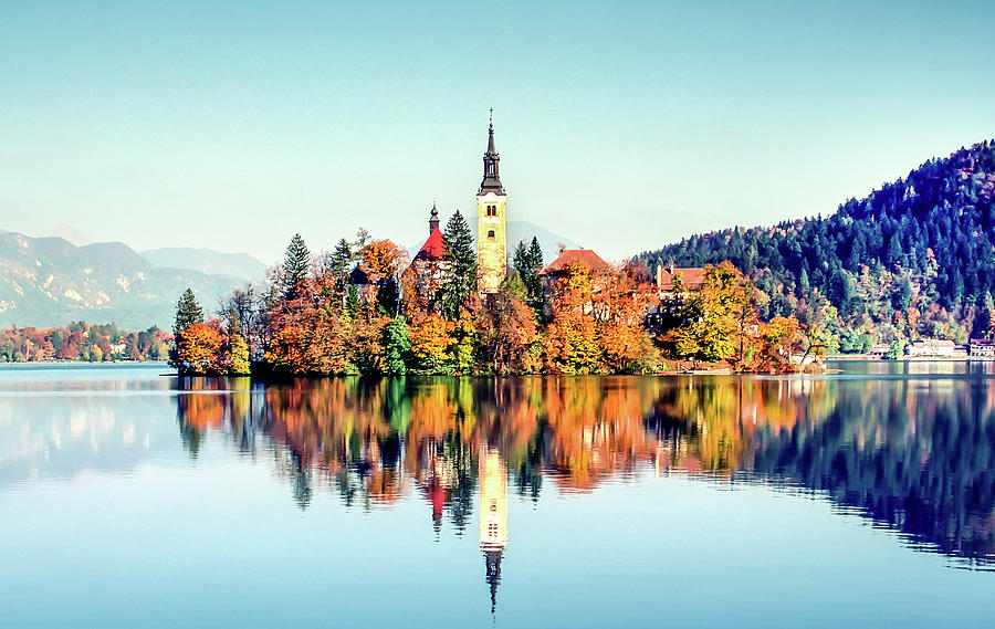 Fall Photograph - Lake Bled fall colors 2 by Dan Westfall
