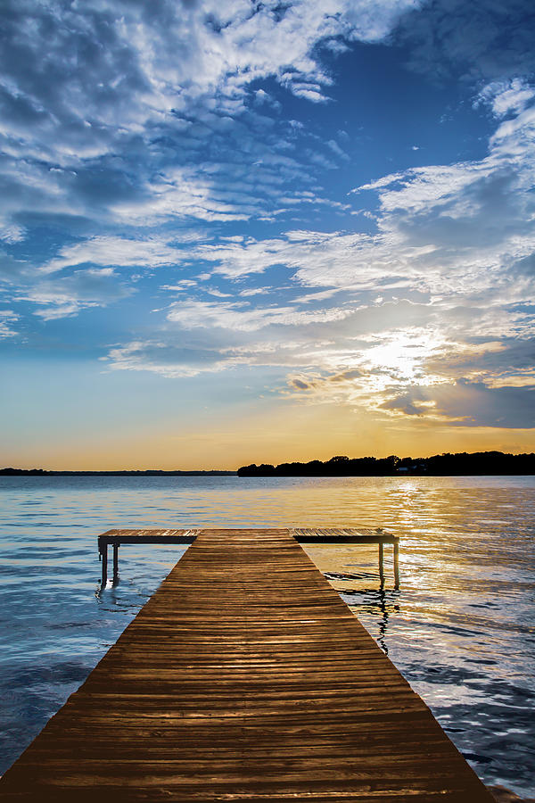 Lake Boat Dock Sunset Photograph by Terry Walsh