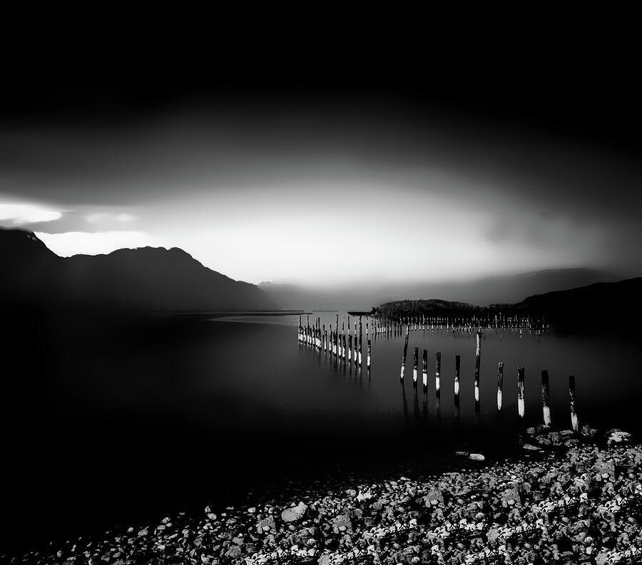 Black And White Photograph - Lake Bourget, France by Imi Koetz