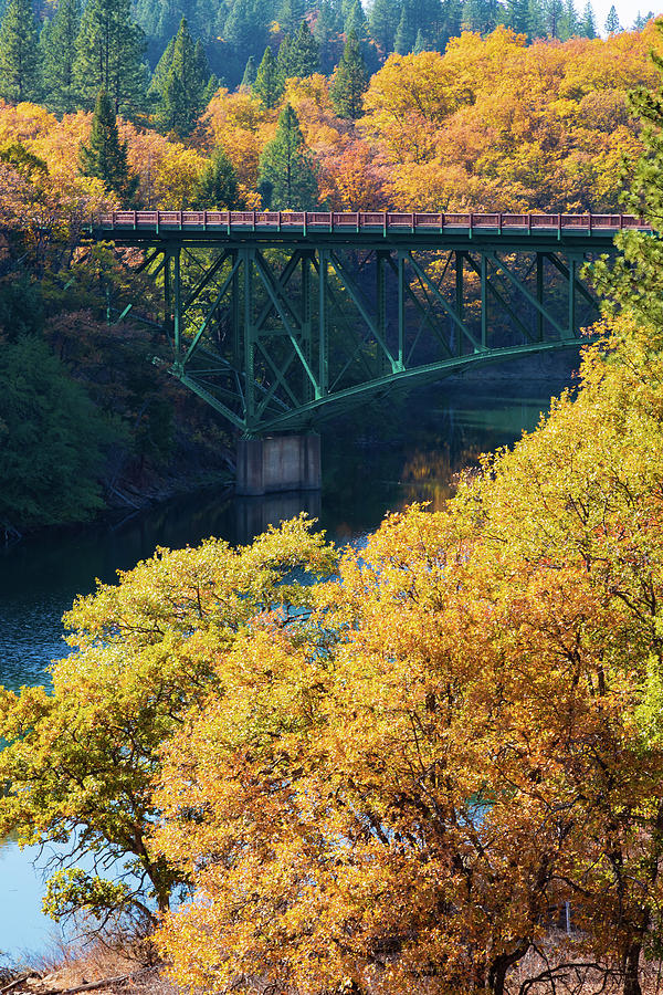 Lake Britton Bridge Autumn Photograph by Mike Lee