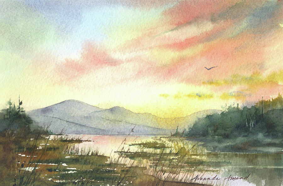 Lake Champlain Sunset Painting by Amanda Amend