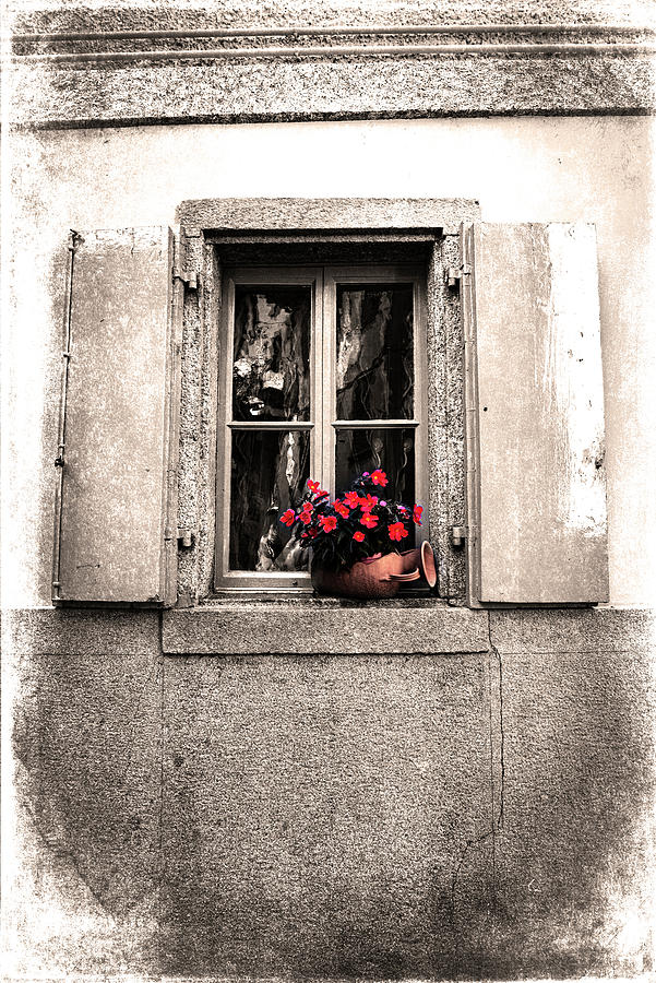 Lake Como-flowers On The Sill Photograph