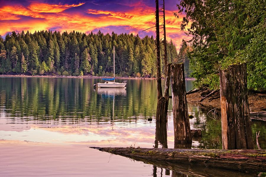 Comox Lake At Sunset Photograph by Chuck Burdick - Pixels