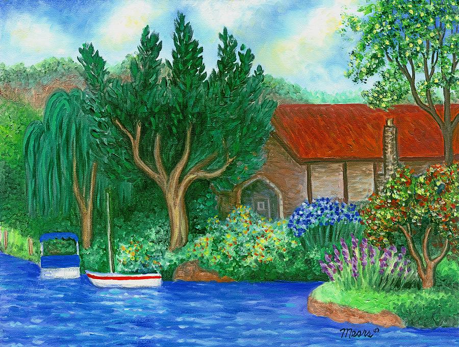 Lake Painting - Lake Cottage by Linda Mears