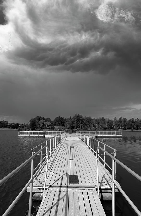 San Diego Photograph - Lake Cuyamaca Dock and Monsoon Clouds by William Dunigan