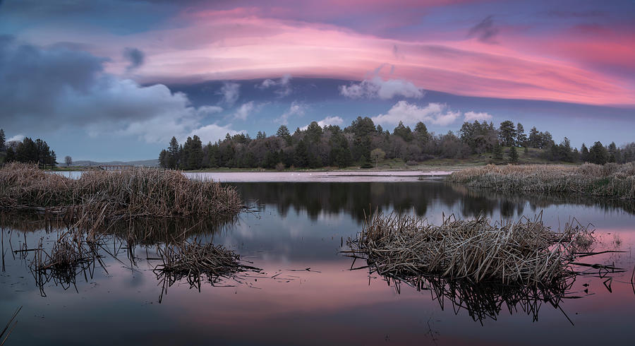 Lake Cuyamaca Rain Cloud at Sunset Photograph by William Dunigan