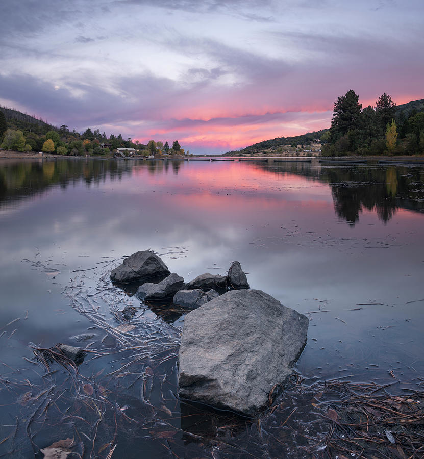 San Diego Photograph - Lake Cuyamaca Stones and Sunrise by William Dunigan