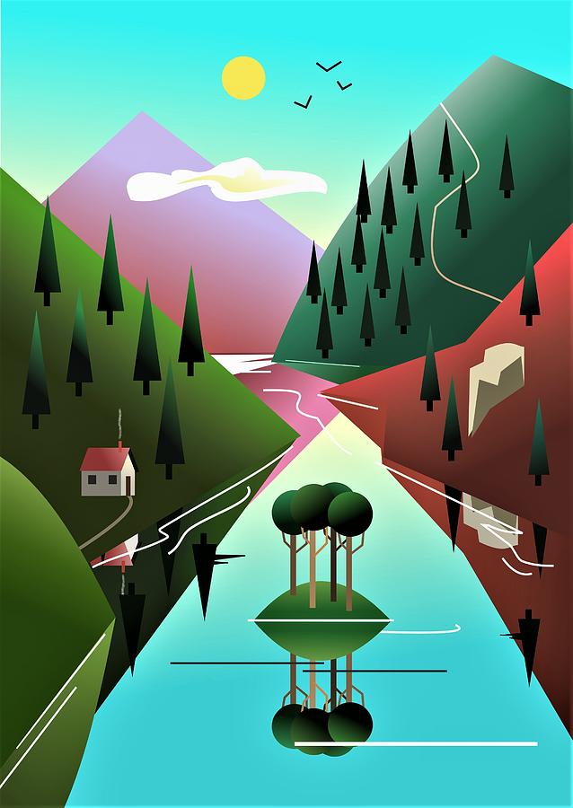 Lake District. Digital Art by Fatline Graphic Art Lake District. Digital Art by Fatline Graphic Art