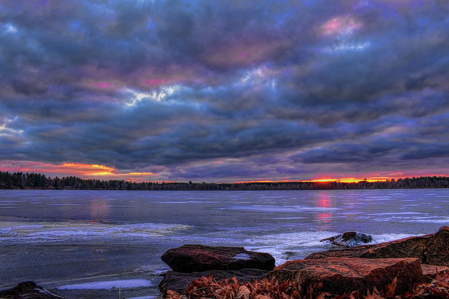 Lake Du Bay Icy Sunset Photograph by Dale Kauzlaric