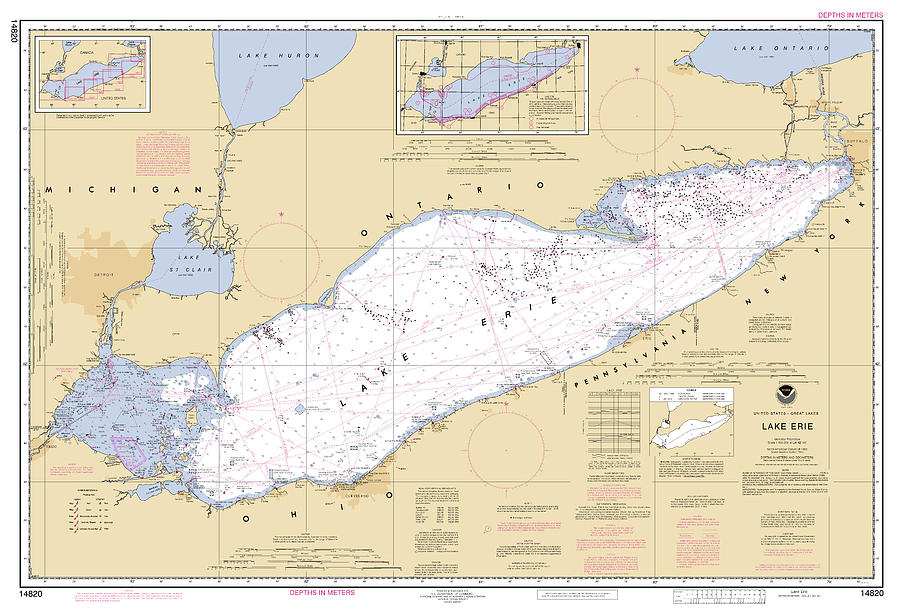 Lake Erie, NOAA Chart 14820 Digital Art by Nautical Chartworks