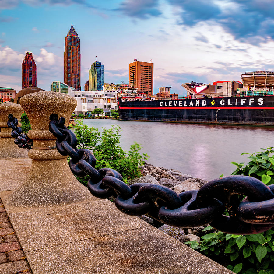 Cleveland Skyline Photograph - Lake Erie Waterfront View of The Cleveland Skyline by Gregory Ballos