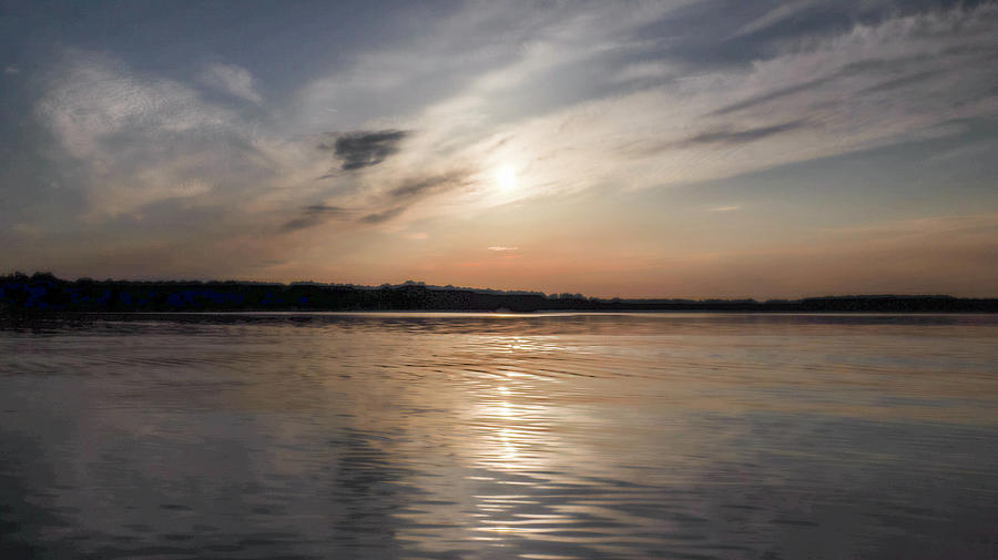 Lake Evening Metallic Waters Photograph
