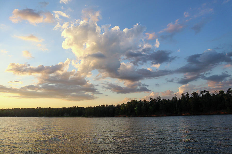 Lake Evening Sun Clouds Photograph by Ed Williams