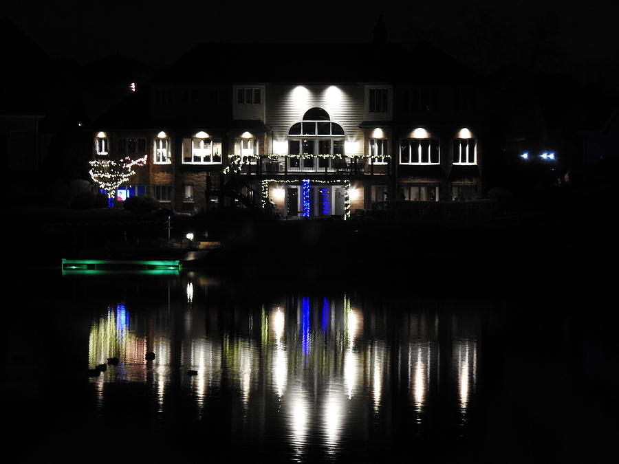Lake Front Lights and Reflections Photograph by Barbara Ebeling