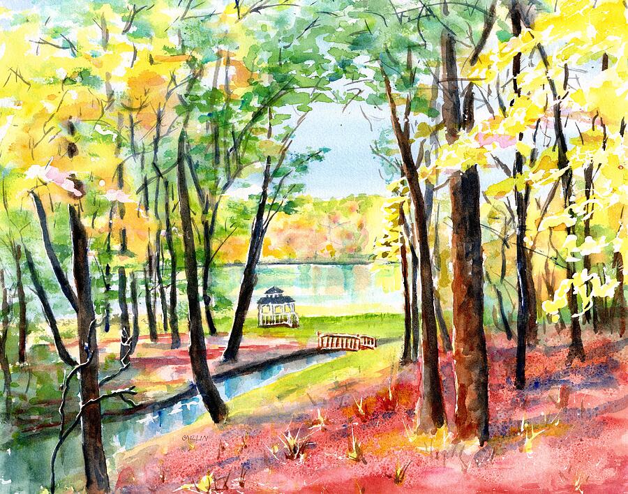 Fall Painting - Lake Gazebo by Carlin Blahnik CarlinArtWatercolor