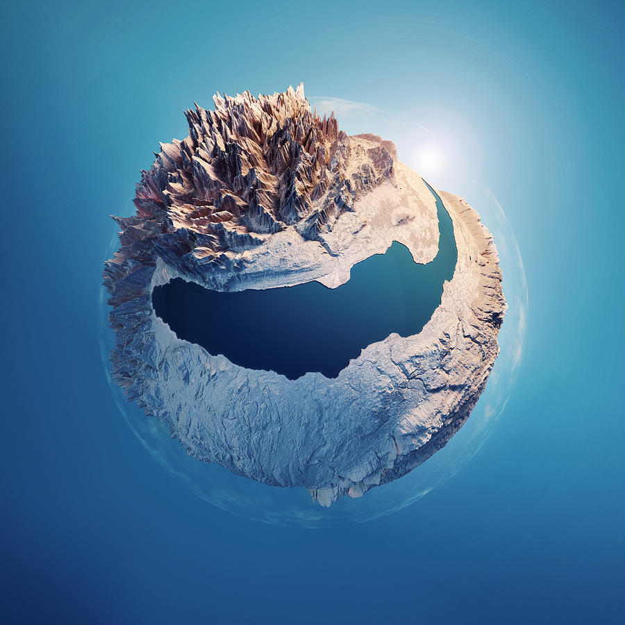 Lake Geneva 3D Little Planet 360-Degree Sphere Panorama Blue Photograph by FrankRamspott