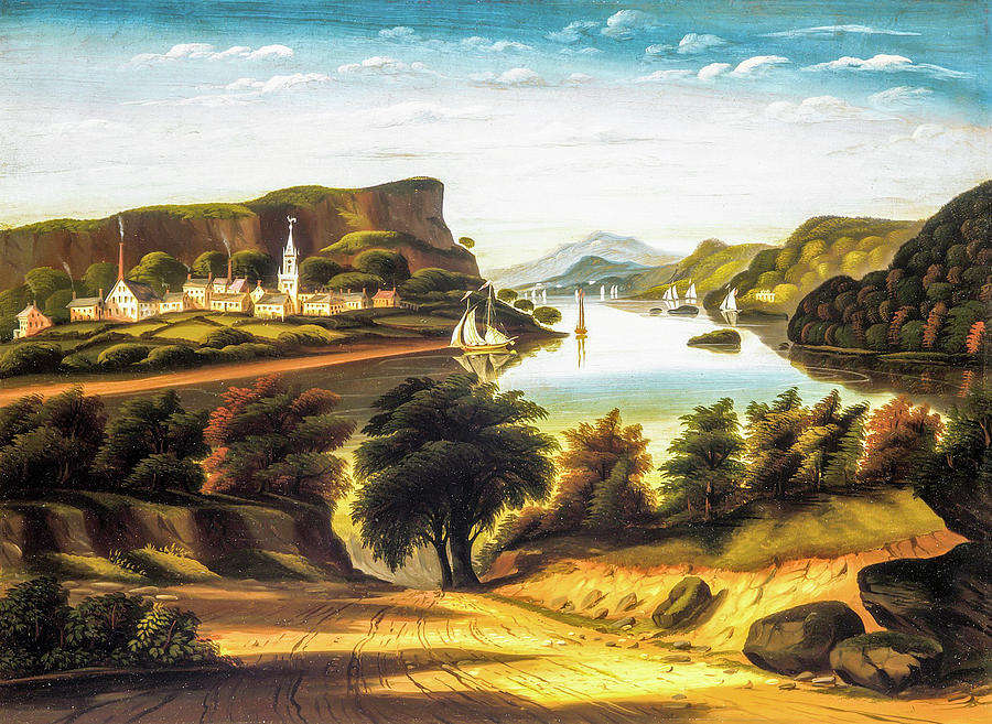 Lake George and the Village of Caldwell by Thomas Chambers Painting by ...