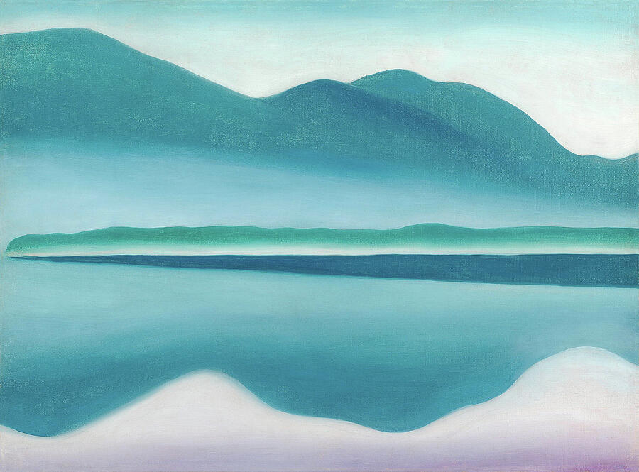Lake George, reflection seascape - modernist landscape painting Painting by Georgia OKeeffe