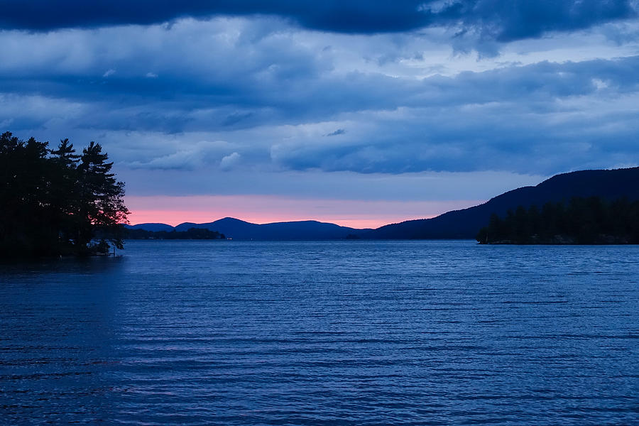 Lake George Sunset and Storm Clouds Photograph by Russel Considine