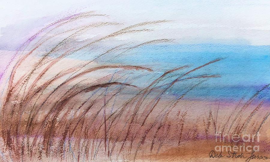 Lake Grass Painting by Deb Stroh-Larson