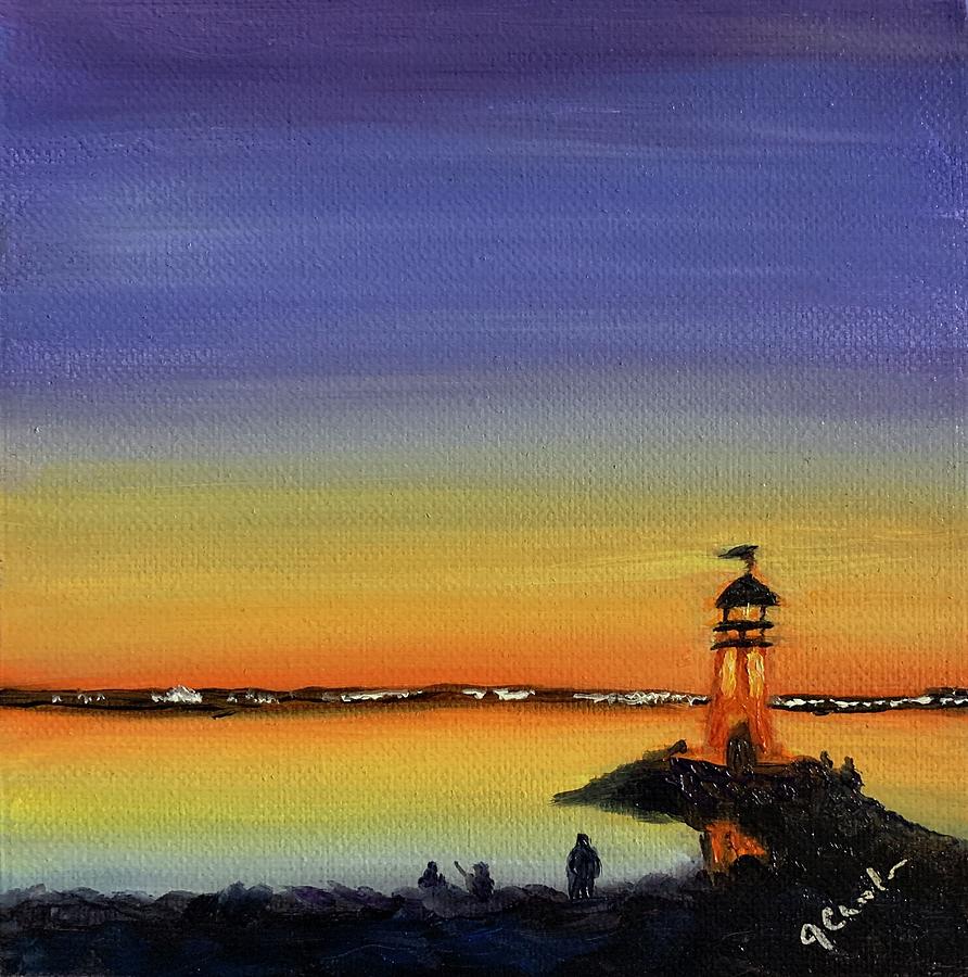 Lake Hefner Lighthouse Painting by Jan Chesler