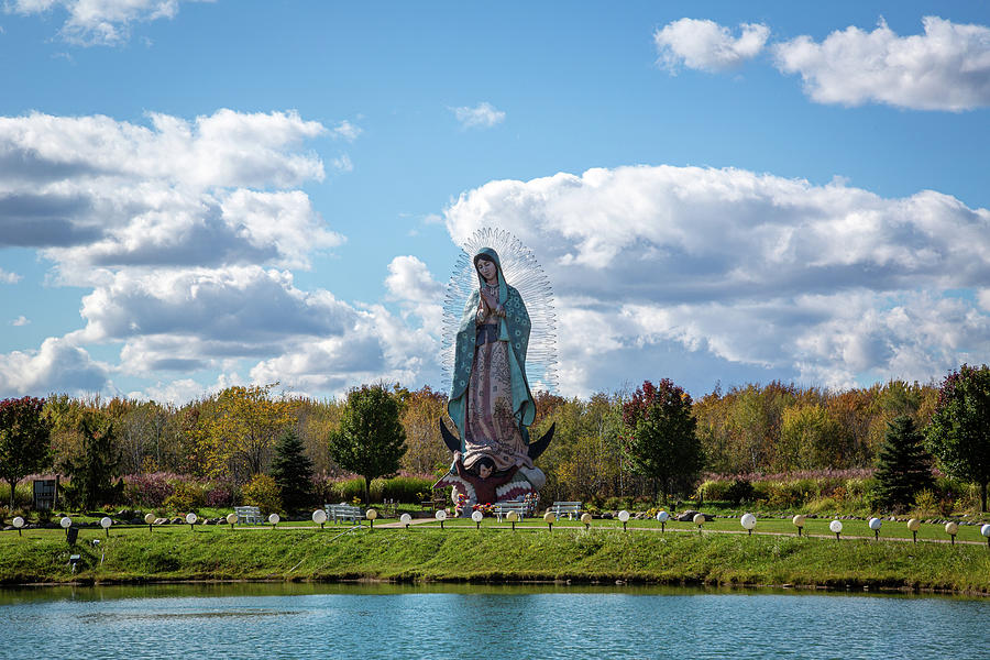 Lake Hope With Statue of Mary Photograph by Dale Kincaid