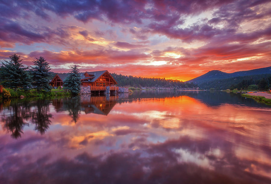 Evergreen Photograph - Lake House Sunrise by Darren White