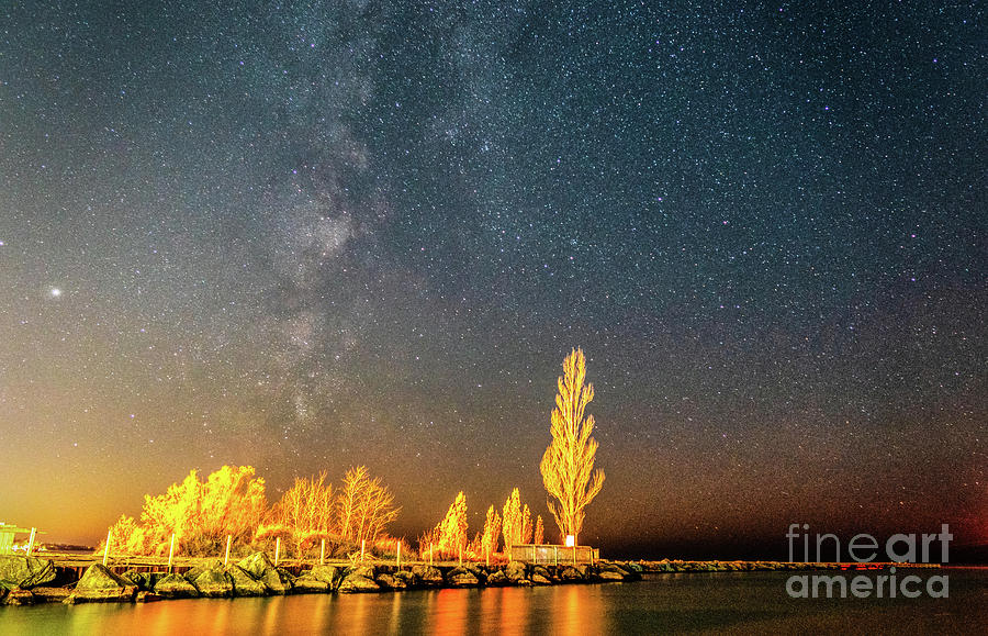 Lake Huron Night Sky in Autumn Photograph by Charline Xia