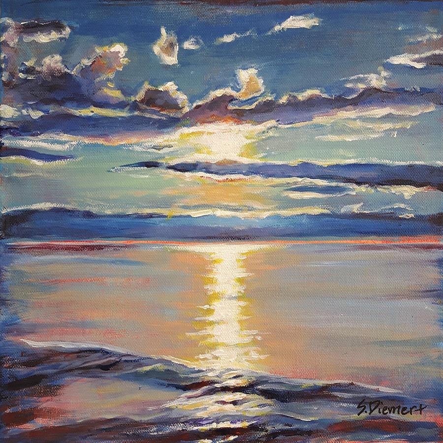Lake Huron Sunset Painting by Sheila Diemert