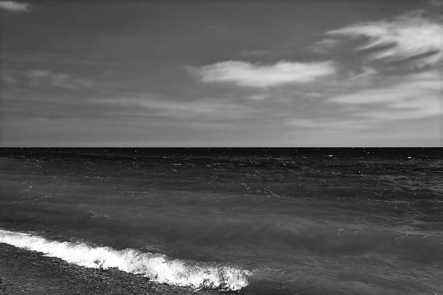 Lake Huron Waves 4 BW 061321 Photograph by Mary Bedy
